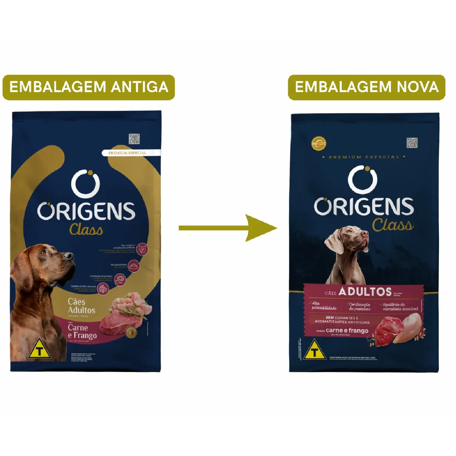 Racao Origens Class Caes Adultos Carne e Frango de-para